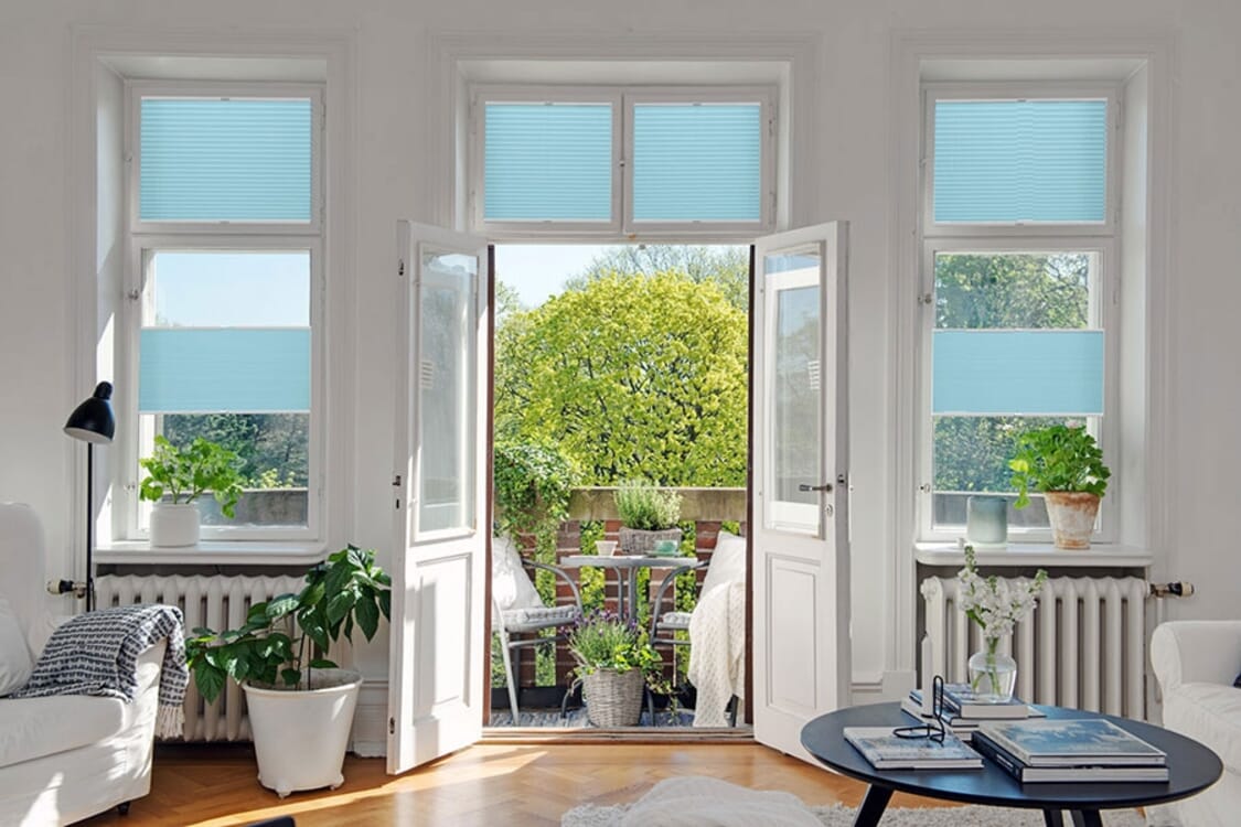 Plissee Wabe Rimano 4389 Wohnzimmer