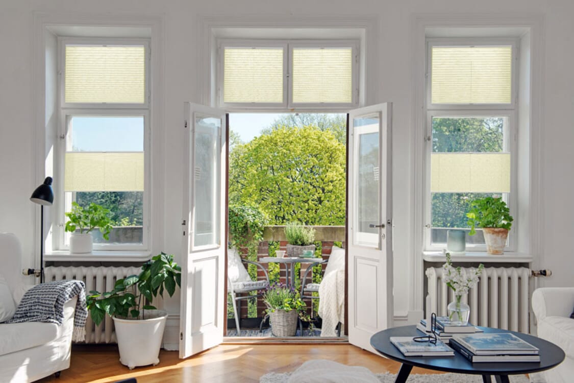 Plissee Wabe Uni 4204 Wohnzimmer