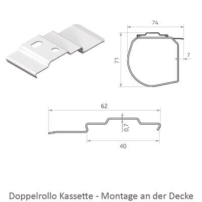 Doppelrollo - Montage Kassette an der Decke