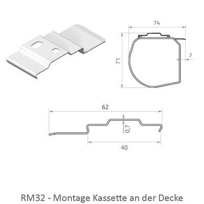Rollo RM32 mit Kassette - Montage an der Decke