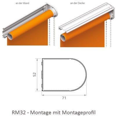 Rollo RM 32 - Montage mit Montageprofil