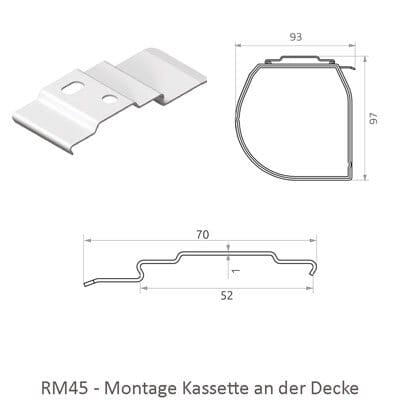 Rollo RM45 mit Kassette - Montage an der Decke