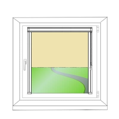 Mini-Rollo mit Seitenleisten - Ansicht am Fenster